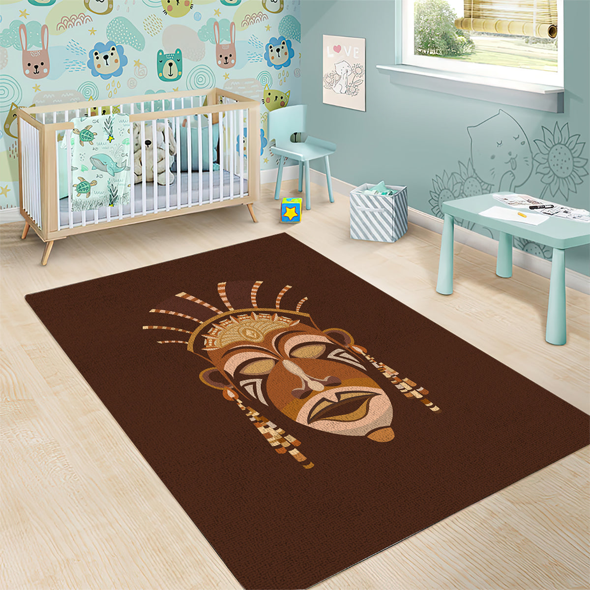 African Women Area Rug Tribal Ethnic Mask - Wonder Print Shop