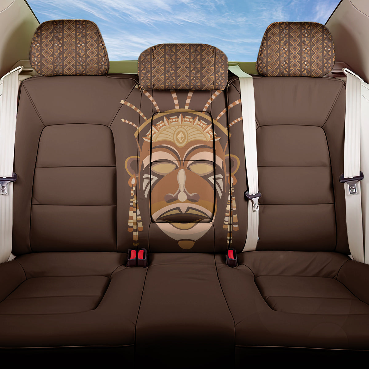 African Women Back Car Seat Cover Tribal Ethnic Mask