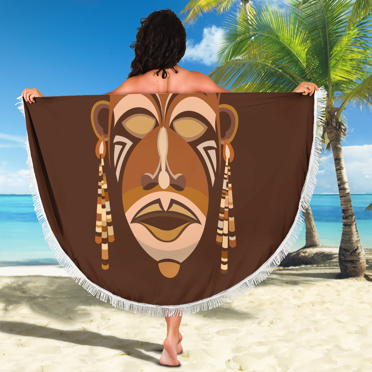 African Women Beach Blanket Tribal Ethnic Mask - Wonder Print Shop