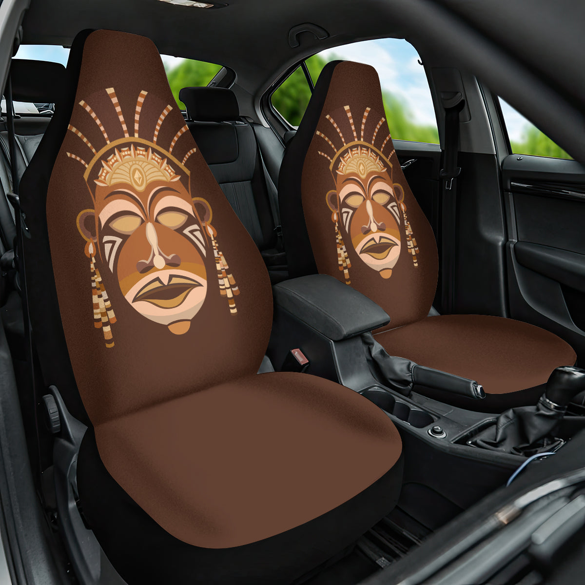 African Women Car Seat Cover Tribal Ethnic Mask