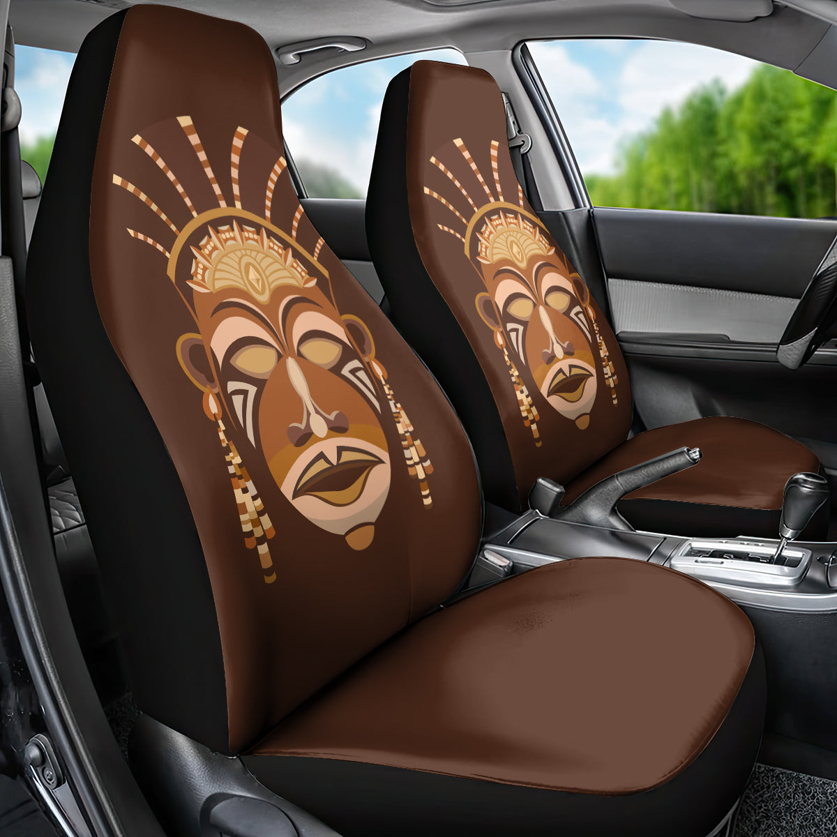 African Women Car Seat Cover Tribal Ethnic Mask - Wonder Print Shop