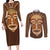African Women Couples Matching Long Sleeve Bodycon Dress and Long Sleeve Button Shirt Tribal Ethnic Mask - Wonder Print Shop