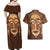 African Women Couples Matching Off Shoulder Maxi Dress and Hawaiian Shirt Tribal Ethnic Mask - Wonder Print Shop