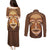 African Women Couples Matching Puletasi and Long Sleeve Button Shirt Tribal Ethnic Mask - Wonder Print Shop
