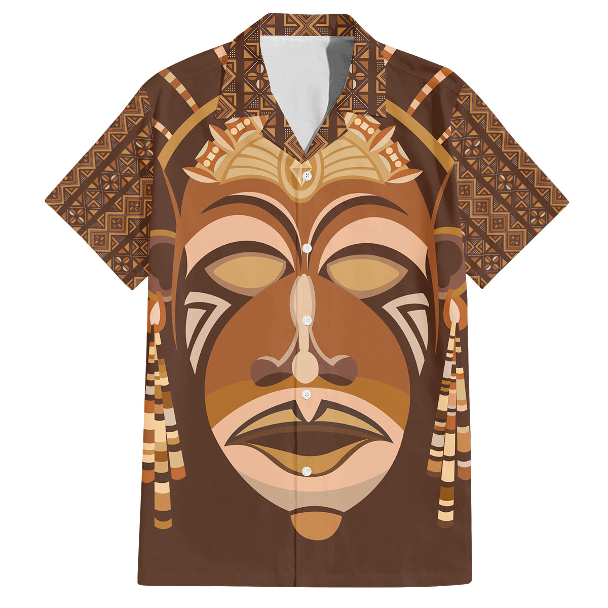 African Women Family Matching Long Sleeve Bodycon Dress and Hawaiian Shirt Tribal Ethnic Mask - Wonder Print Shop