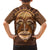 African Women Family Matching Off Shoulder Short Dress and Hawaiian Shirt Tribal Ethnic Mask - Wonder Print Shop