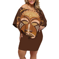 African Women Family Matching Off Shoulder Short Dress and Hawaiian Shirt Tribal Ethnic Mask - Wonder Print Shop