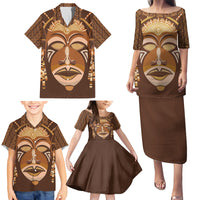 African Women Family Matching Puletasi and Hawaiian Shirt Tribal Ethnic Mask - Wonder Print Shop