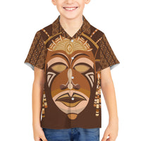 African Women Family Matching Short Sleeve Bodycon Dress and Hawaiian Shirt Tribal Ethnic Mask - Wonder Print Shop