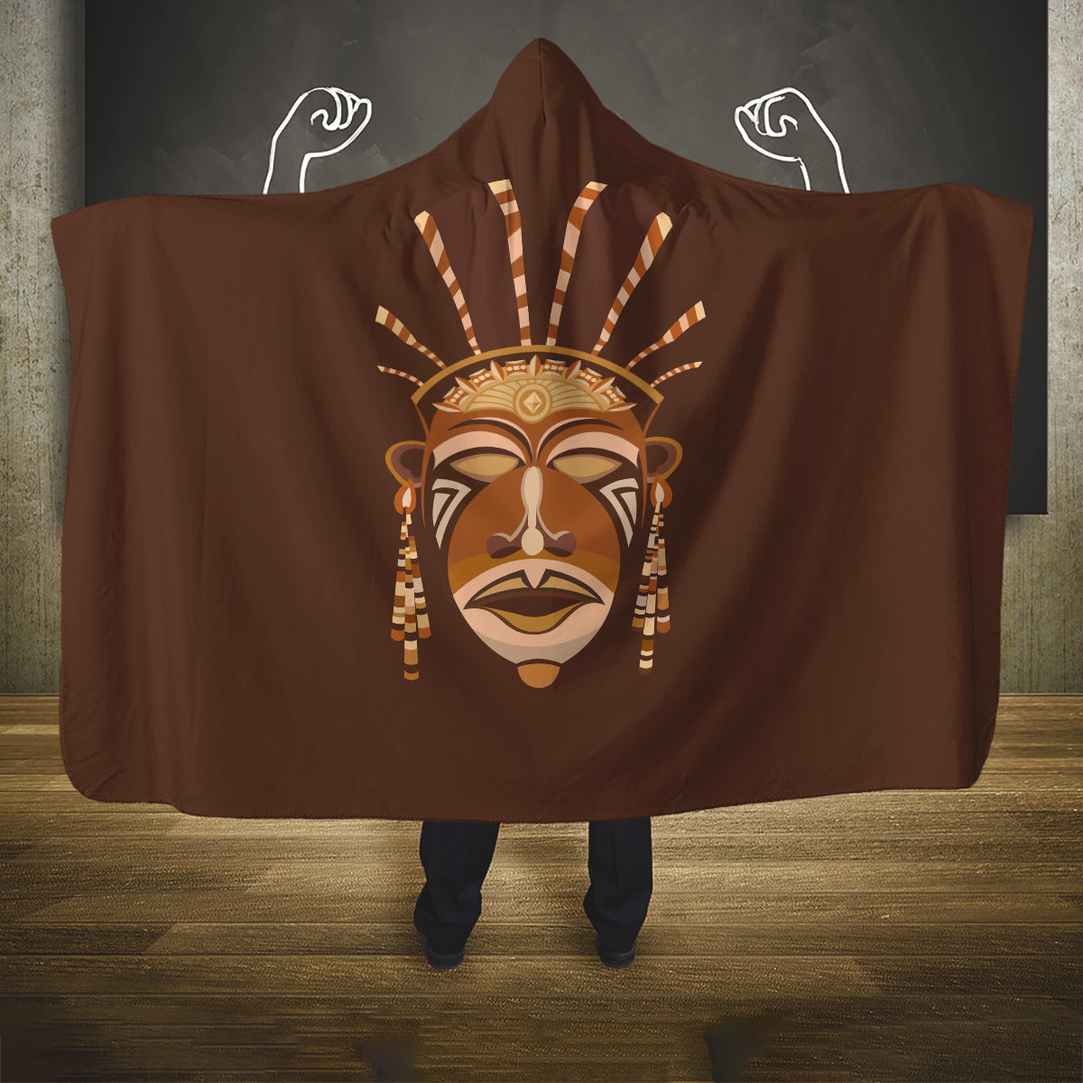 African Women Hooded Blanket Tribal Ethnic Mask