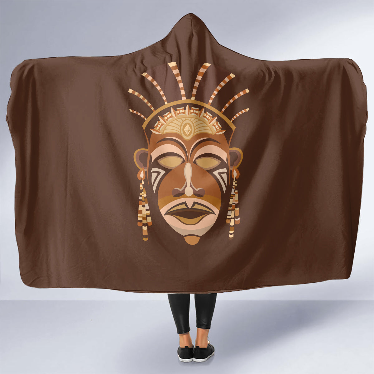 African Women Hooded Blanket Tribal Ethnic Mask