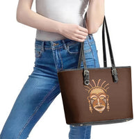 African Women Leather Tote Bag Tribal Ethnic Mask - Wonder Print Shop