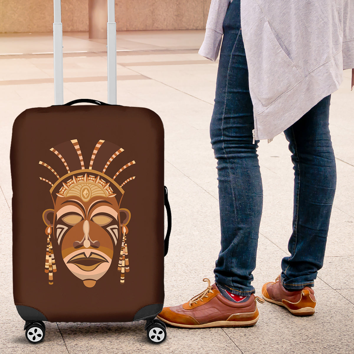 African Women Luggage Cover Tribal Ethnic Mask - Wonder Print Shop