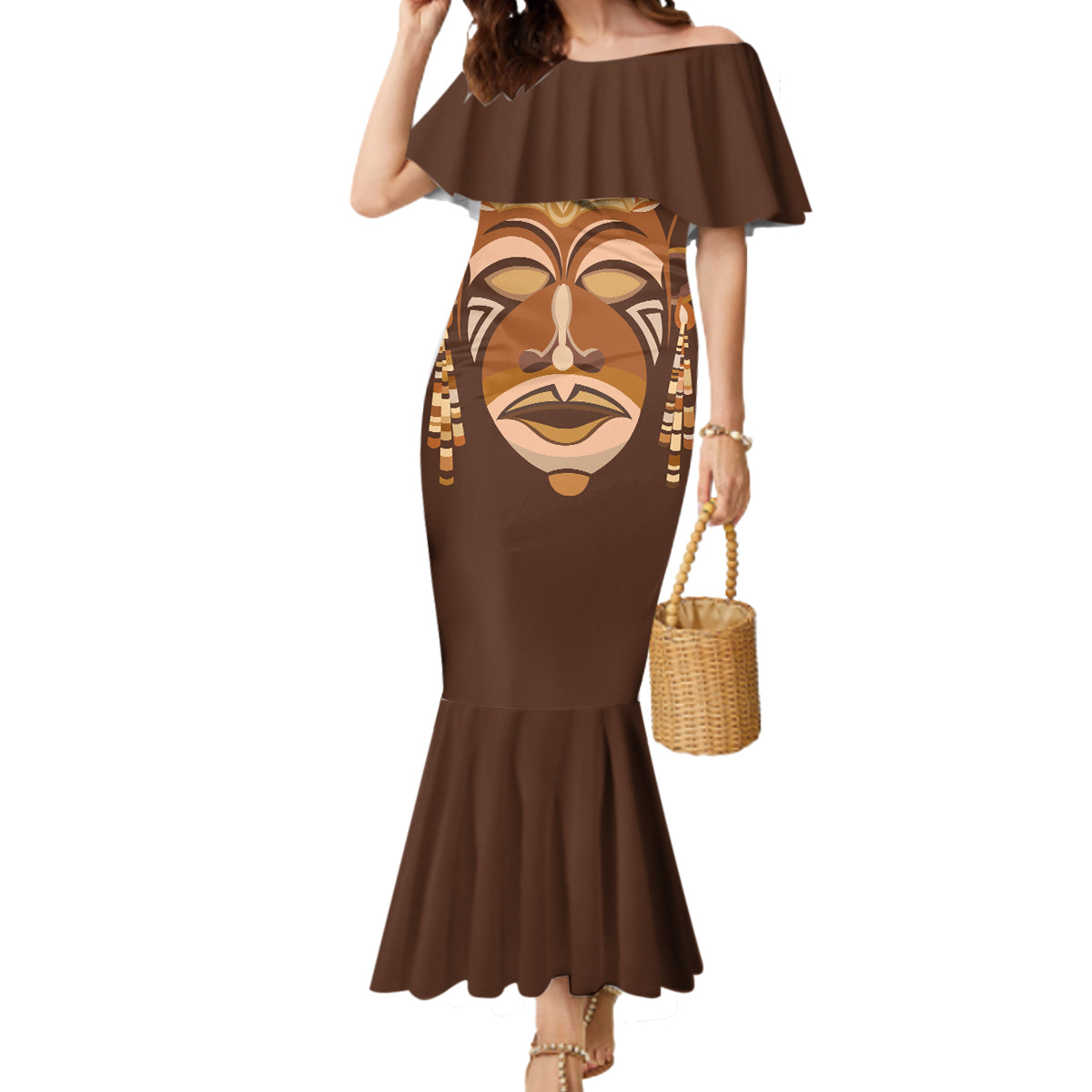 African Women Mermaid Dress Tribal Ethnic Mask - Wonder Print Shop