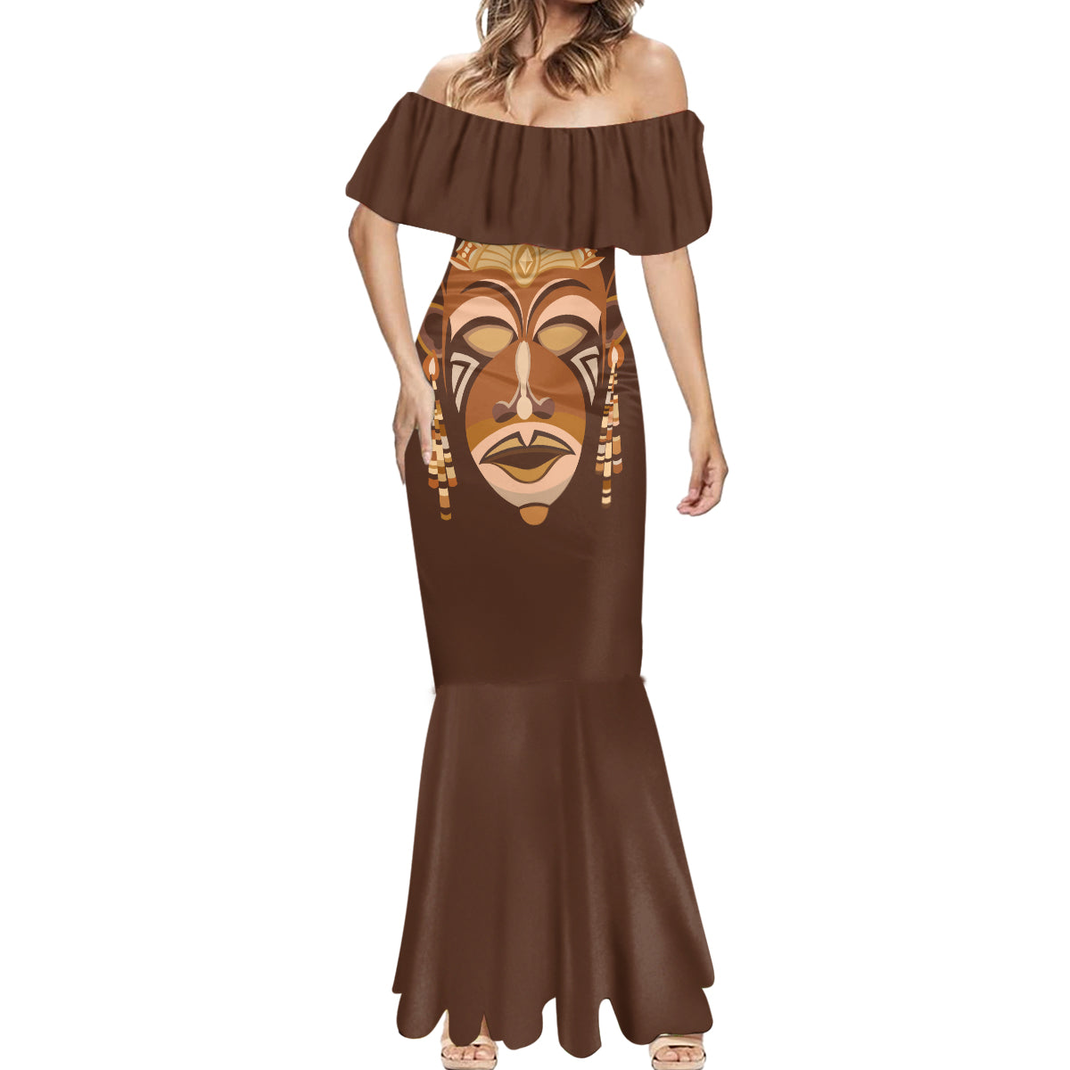 African Women Mermaid Dress Tribal Ethnic Mask - Wonder Print Shop