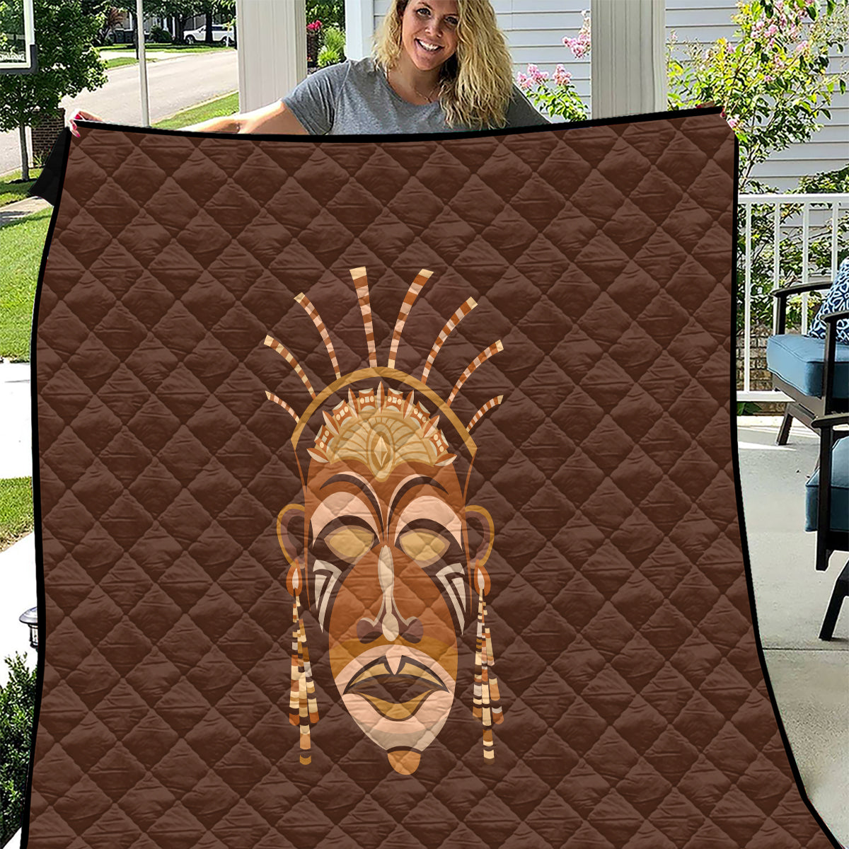 African Women Quilt Tribal Ethnic Mask - Wonder Print Shop