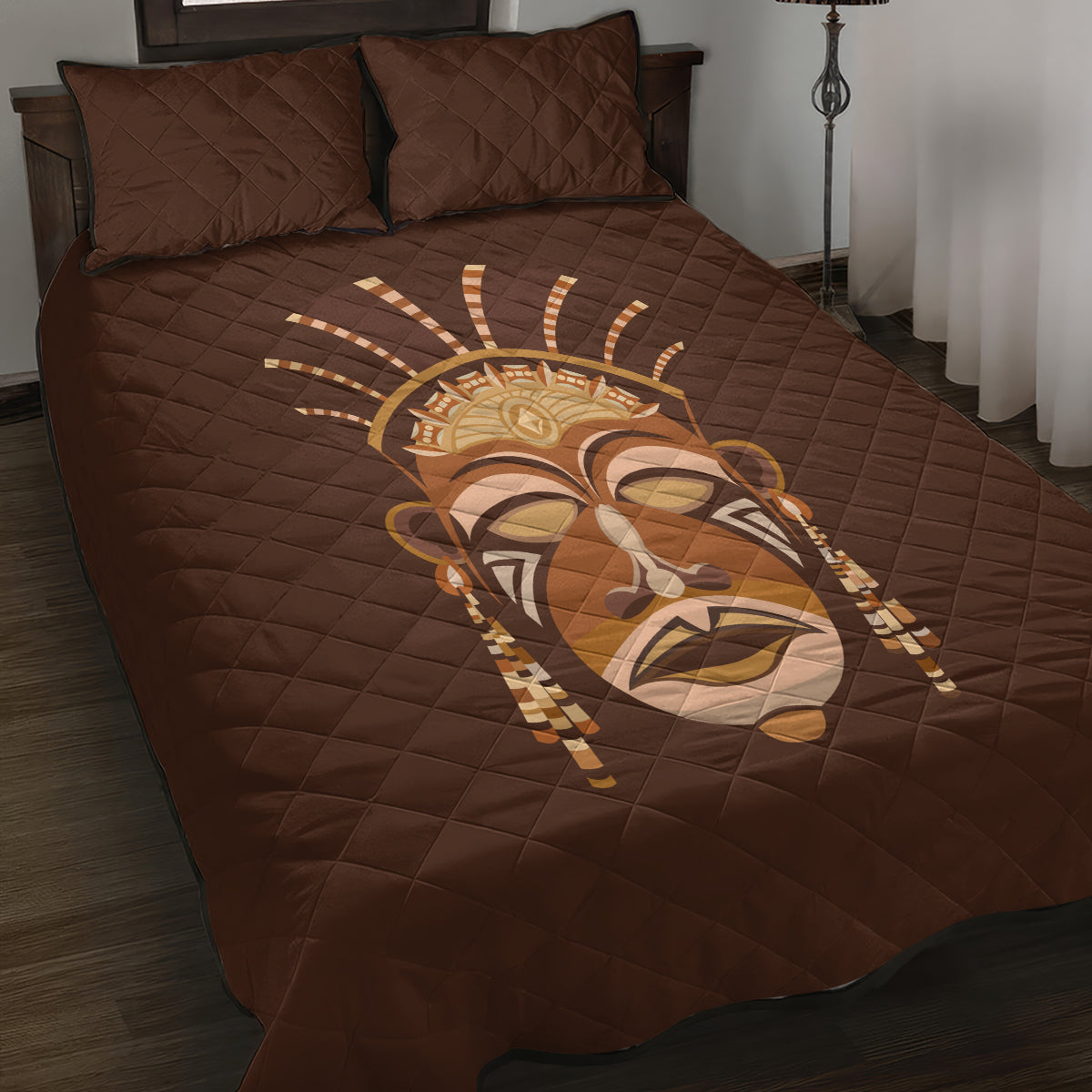 African Women Quilt Bed Set Tribal Ethnic Mask - Wonder Print Shop