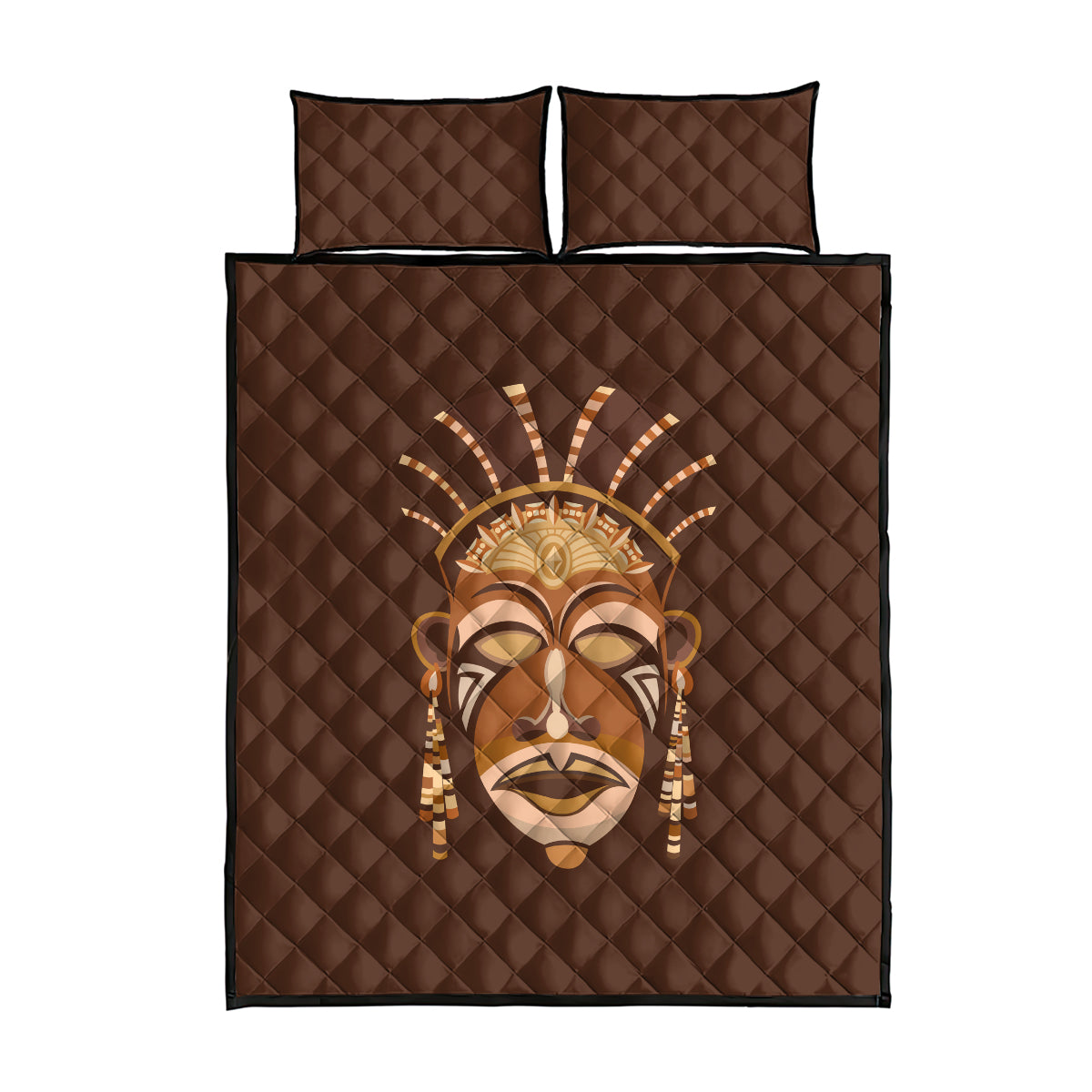 African Women Quilt Bed Set Tribal Ethnic Mask - Wonder Print Shop