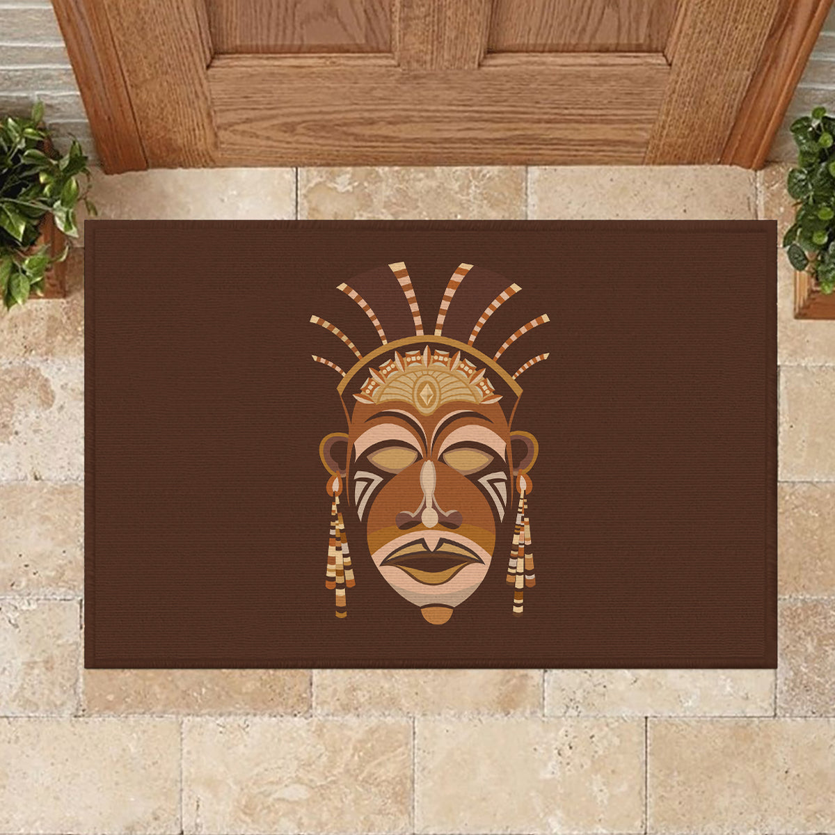 African Women Rubber Doormat Tribal Ethnic Mask - Wonder Print Shop