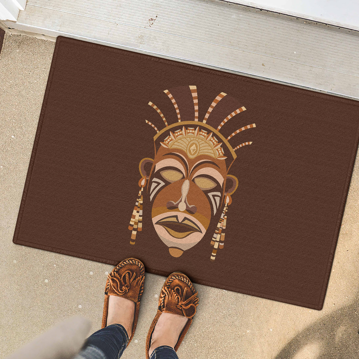 African Women Rubber Doormat Tribal Ethnic Mask - Wonder Print Shop