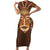 African Women Short Sleeve Bodycon Dress Tribal Ethnic Mask - Wonder Print Shop