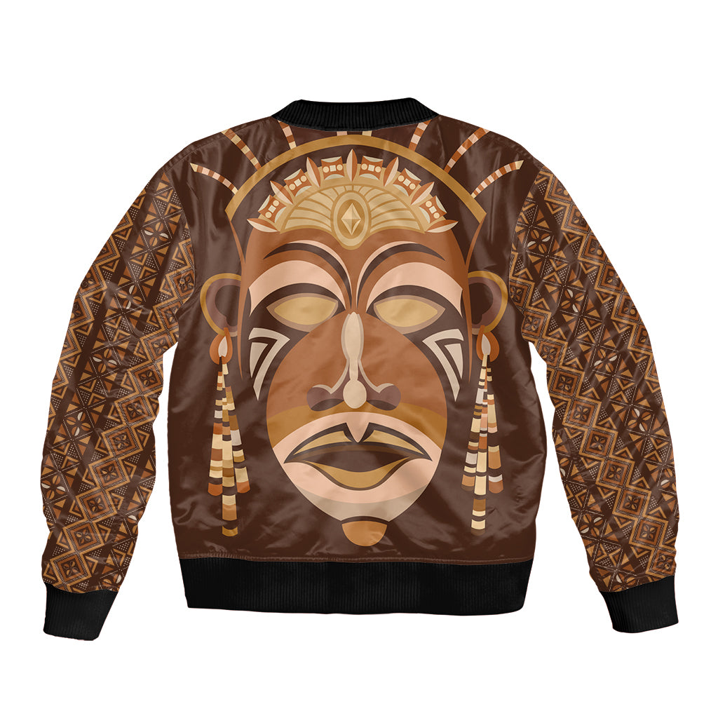 African Women Sleeve Zip Bomber Jacket Tribal Ethnic Mask - Wonder Print Shop