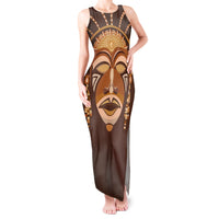African Women Tank Maxi Dress Tribal Ethnic Mask - Wonder Print Shop