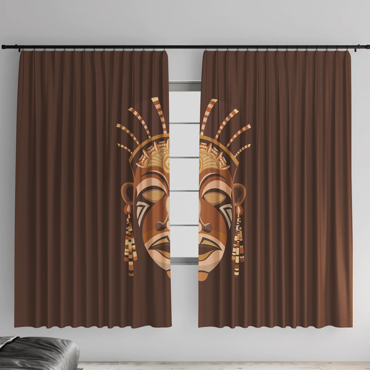 African Women Window Curtain Tribal Ethnic Mask - Wonder Print Shop