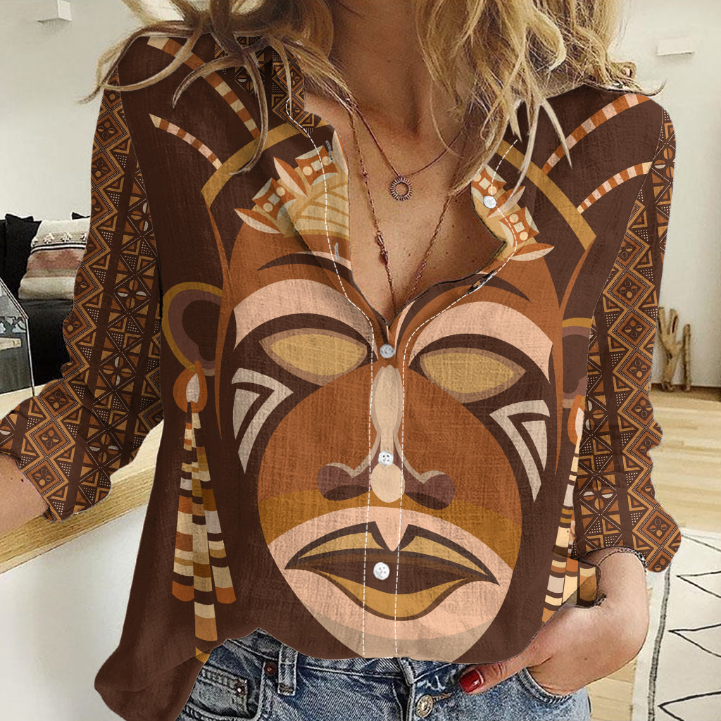 African Women Women Casual Shirt Tribal Ethnic Mask - Wonder Print Shop