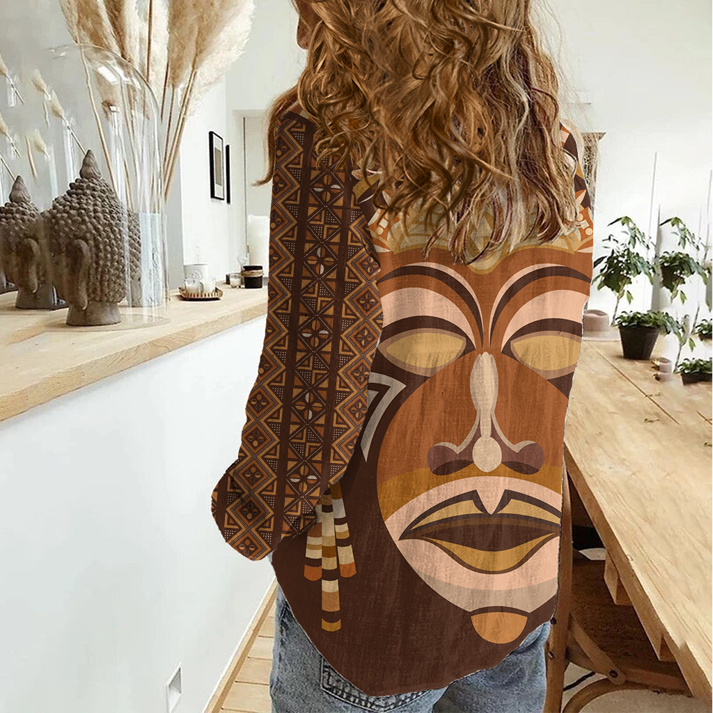 African Women Women Casual Shirt Tribal Ethnic Mask - Wonder Print Shop