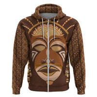 African Women Zip Hoodie Tribal Ethnic Mask - Wonder Print Shop
