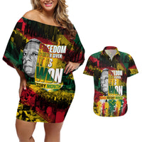 Freedom Is Never Given It Is Won Couples Matching Off Shoulder Short Dress and Hawaiian Shirt Asa Philip Randolph - Wonder Print Shop