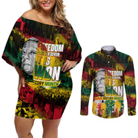 Freedom Is Never Given It Is Won Couples Matching Off Shoulder Short Dress and Long Sleeve Button Shirt Asa Philip Randolph - Wonder Print Shop
