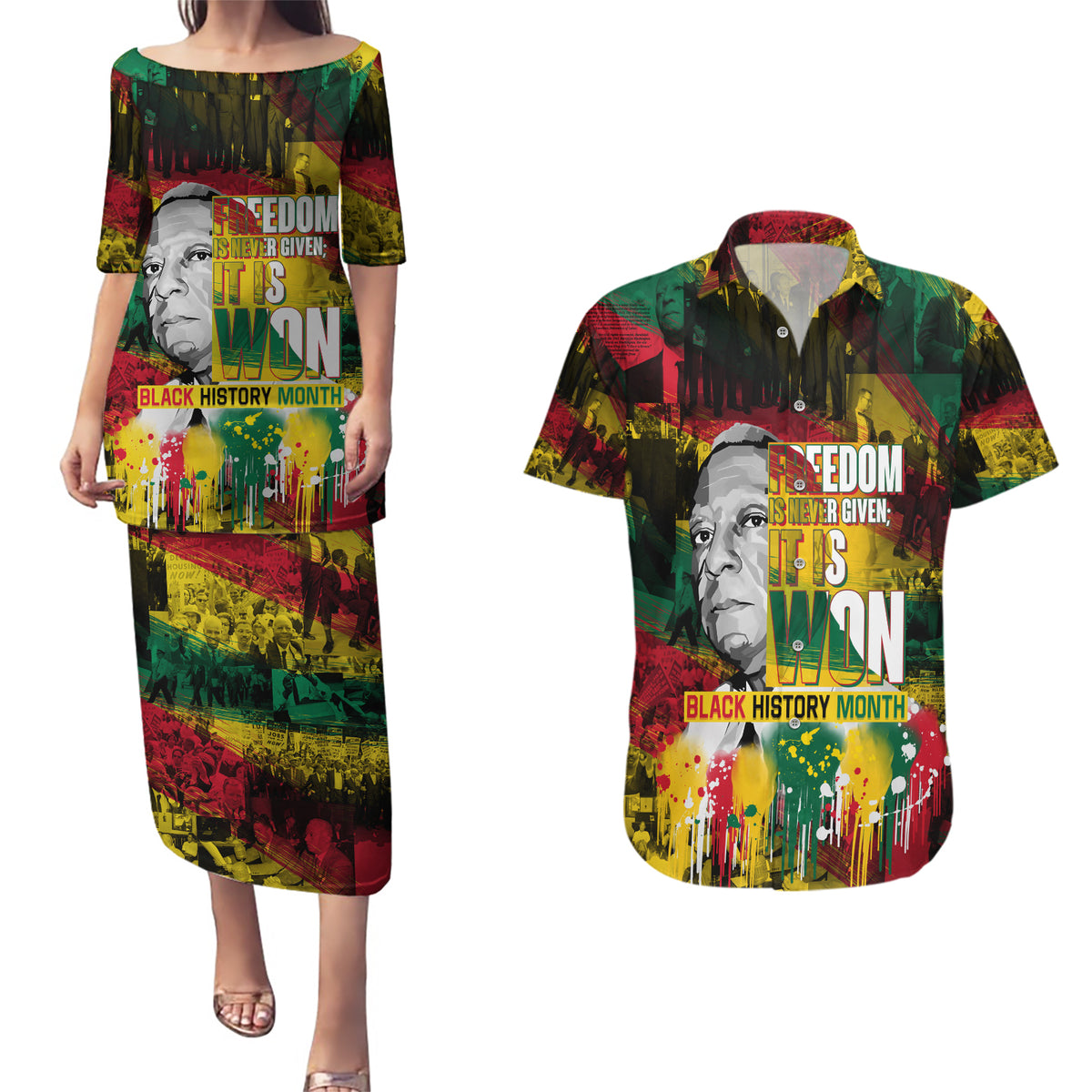 Freedom Is Never Given It Is Won Couples Matching Puletasi and Hawaiian Shirt Asa Philip Randolph - Wonder Print Shop
