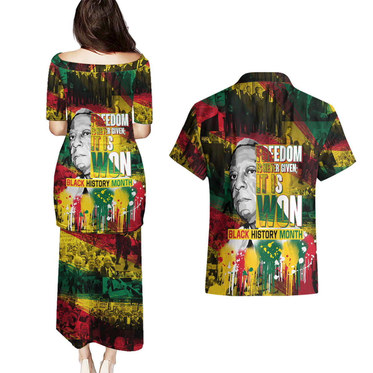 Freedom Is Never Given It Is Won Couples Matching Puletasi and Hawaiian Shirt Asa Philip Randolph - Wonder Print Shop