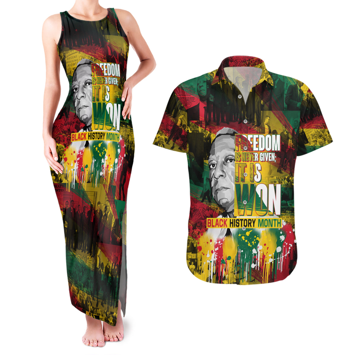 Freedom Is Never Given It Is Won Couples Matching Tank Maxi Dress and Hawaiian Shirt Asa Philip Randolph - Wonder Print Shop