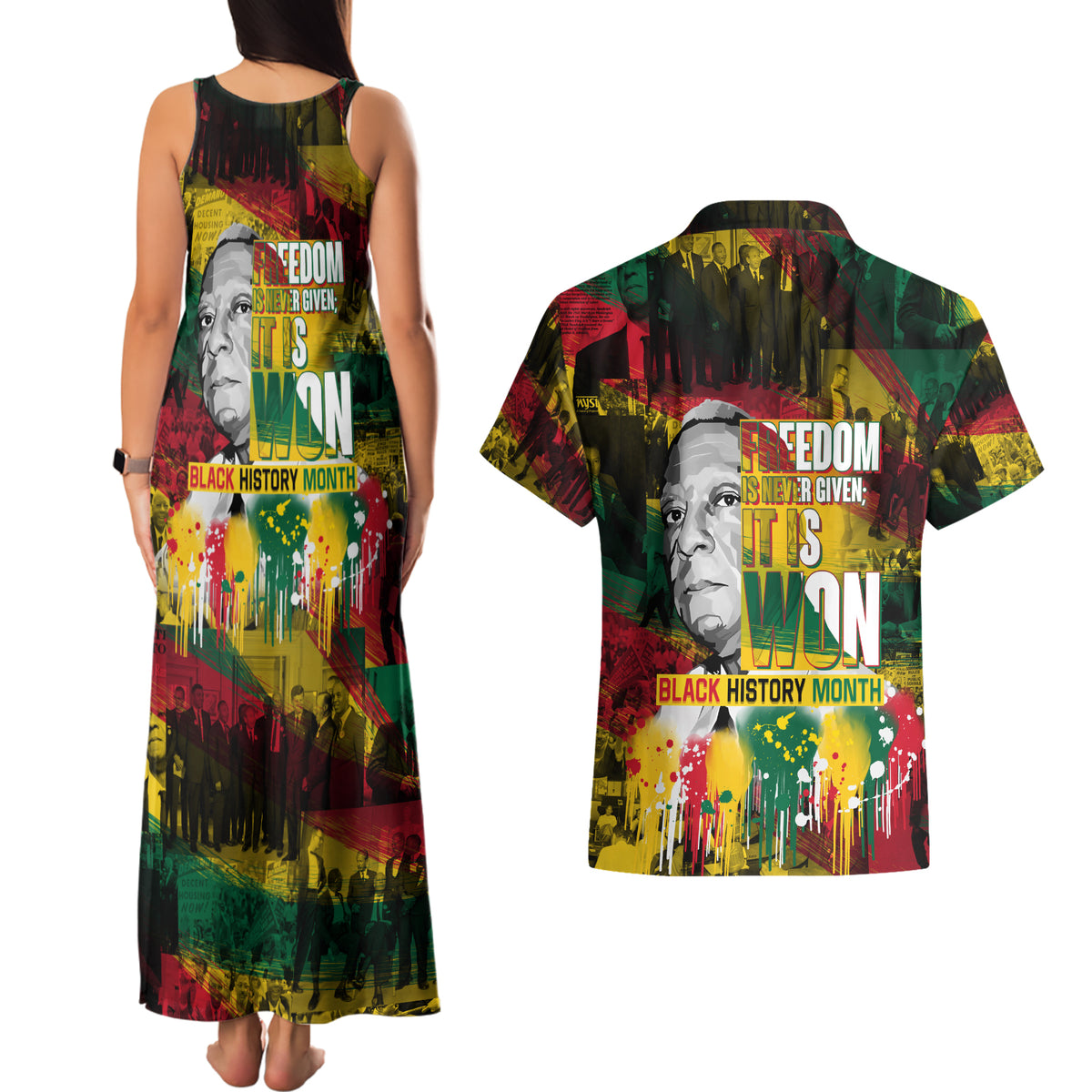 Freedom Is Never Given It Is Won Couples Matching Tank Maxi Dress and Hawaiian Shirt Asa Philip Randolph - Wonder Print Shop