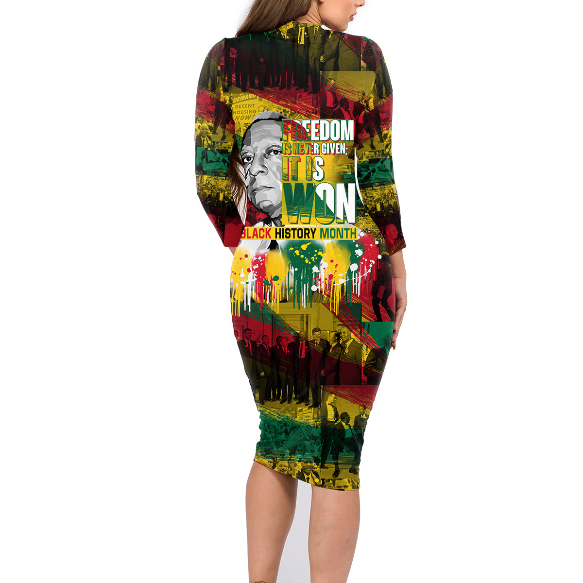 Freedom Is Never Given It Is Won Family Matching Long Sleeve Bodycon Dress and Hawaiian Shirt Asa Philip Randolph - Wonder Print Shop
