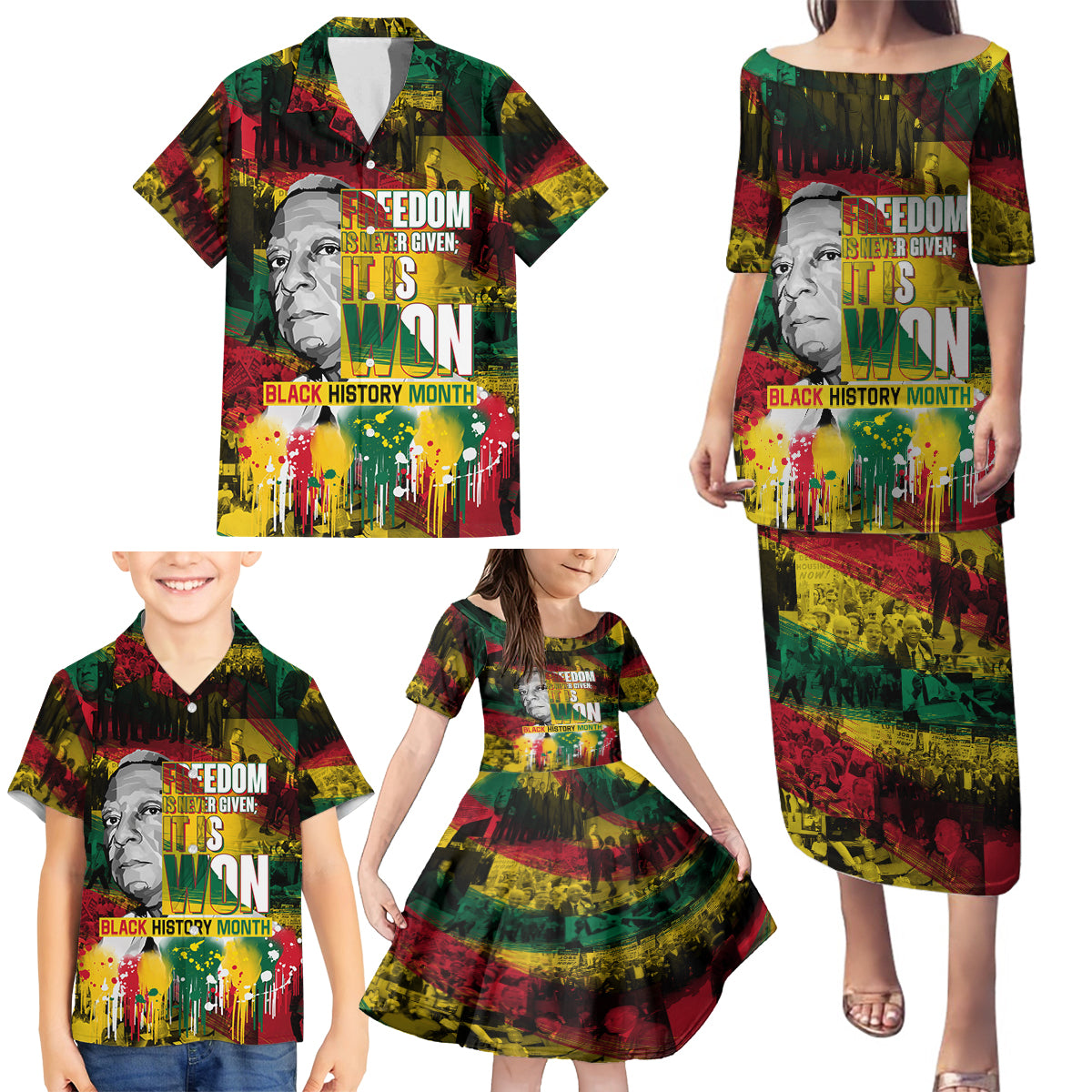 Freedom Is Never Given It Is Won Family Matching Puletasi and Hawaiian Shirt Asa Philip Randolph - Wonder Print Shop