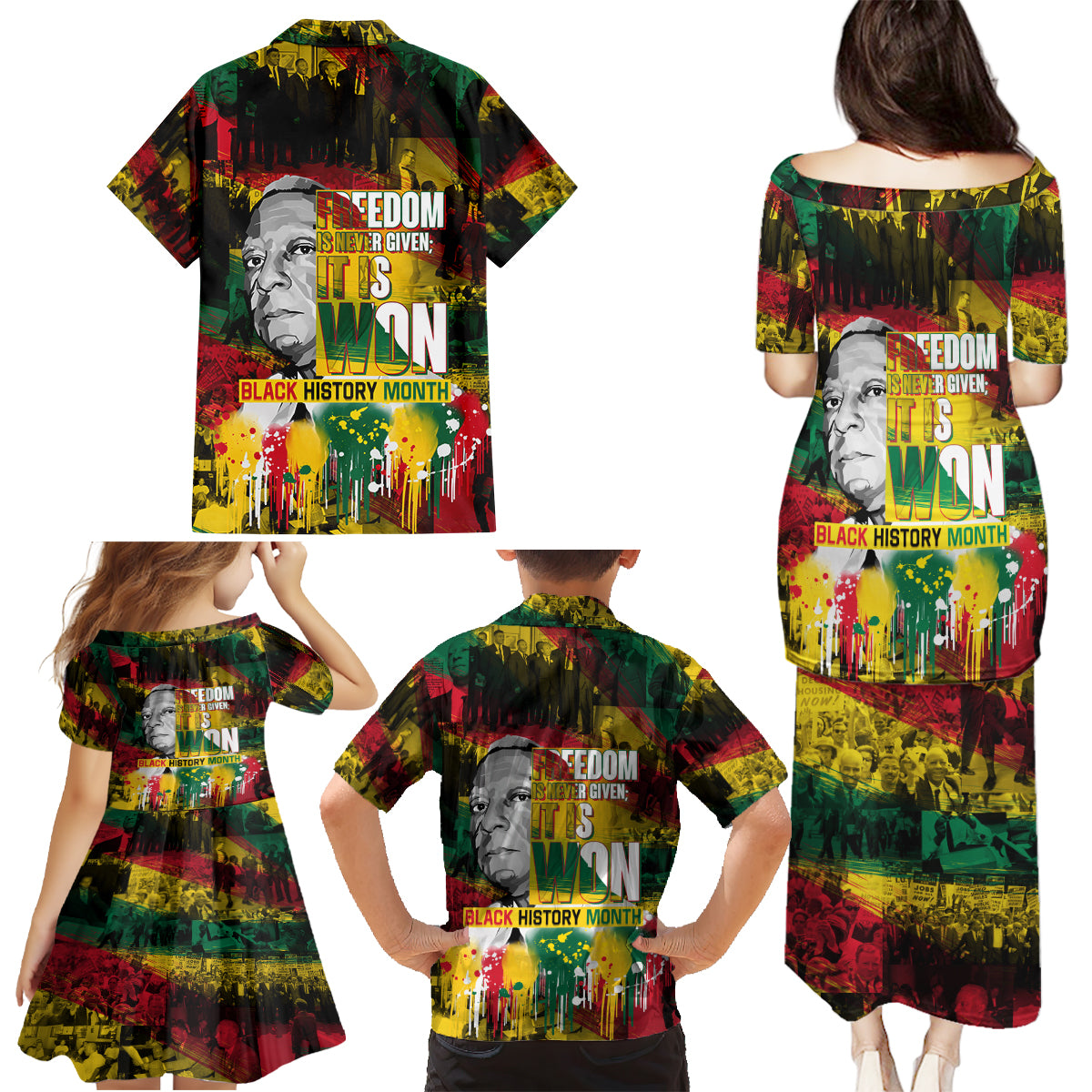 Freedom Is Never Given It Is Won Family Matching Puletasi and Hawaiian Shirt Asa Philip Randolph - Wonder Print Shop