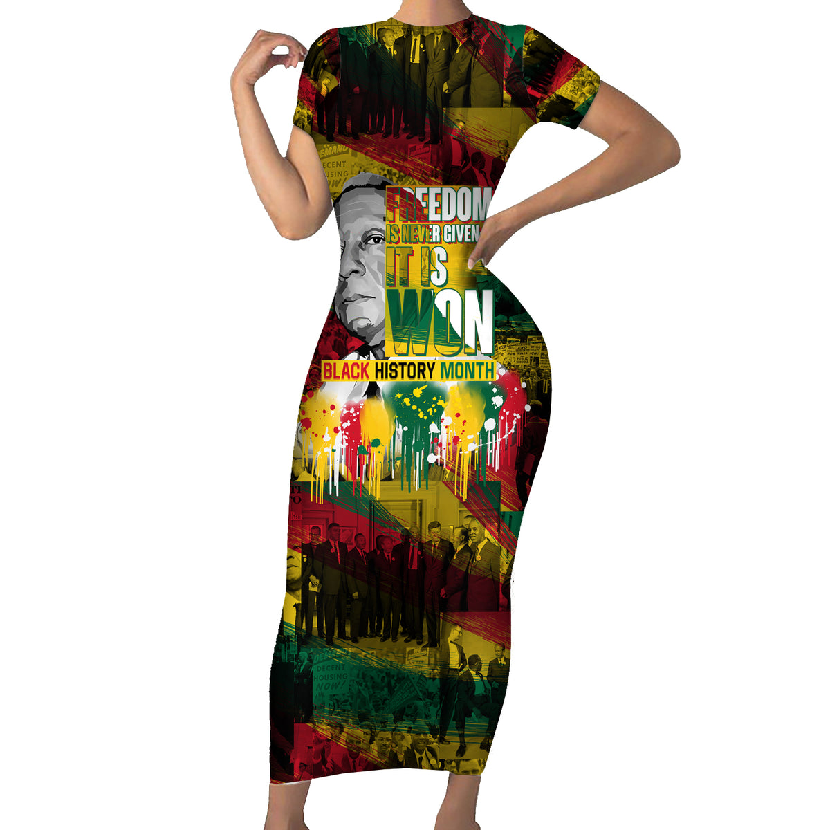 Freedom Is Never Given It Is Won Family Matching Short Sleeve Bodycon Dress and Hawaiian Shirt Asa Philip Randolph - Wonder Print Shop