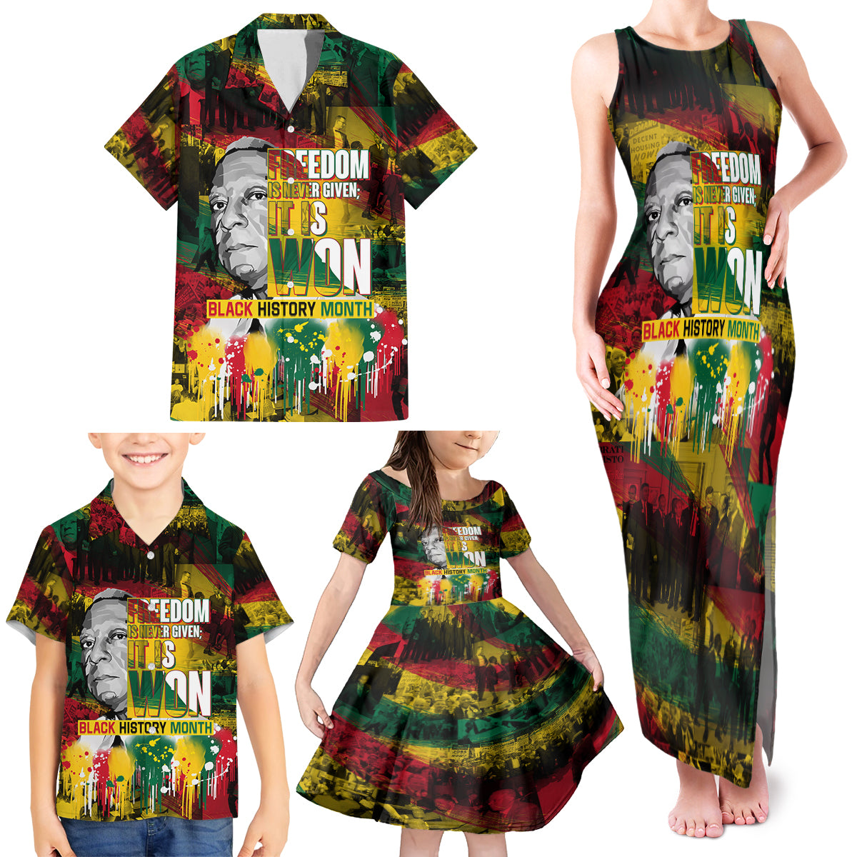 Freedom Is Never Given It Is Won Family Matching Tank Maxi Dress and Hawaiian Shirt Asa Philip Randolph - Wonder Print Shop