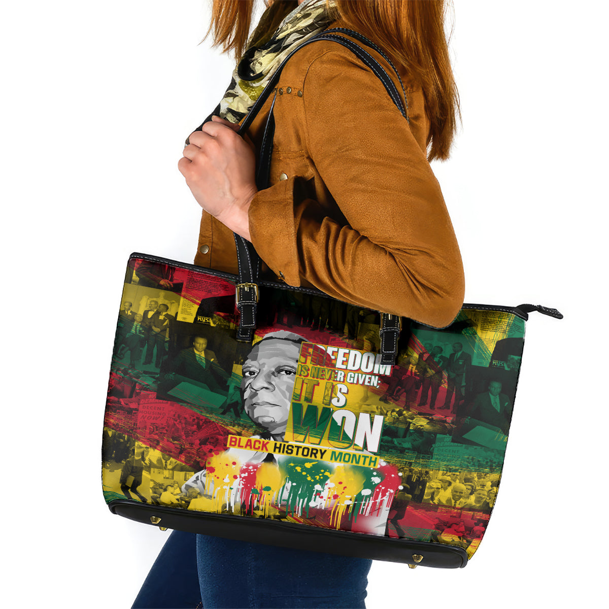 Freedom Is Never Given It Is Won Leather Tote Bag Asa Philip Randolph - Wonder Print Shop