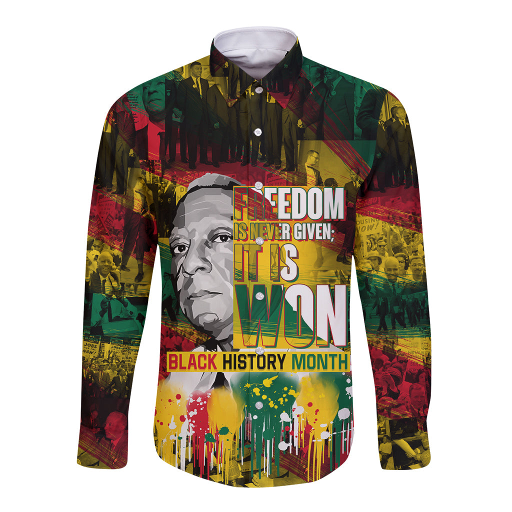 Freedom Is Never Given It Is Won Long Sleeve Button Shirt Asa Philip Randolph - Wonder Print Shop