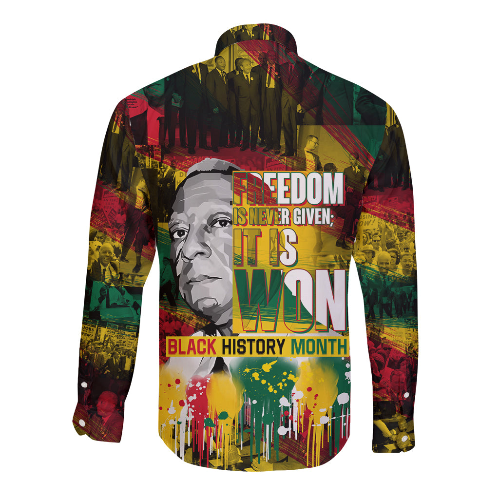 Freedom Is Never Given It Is Won Long Sleeve Button Shirt Asa Philip Randolph - Wonder Print Shop