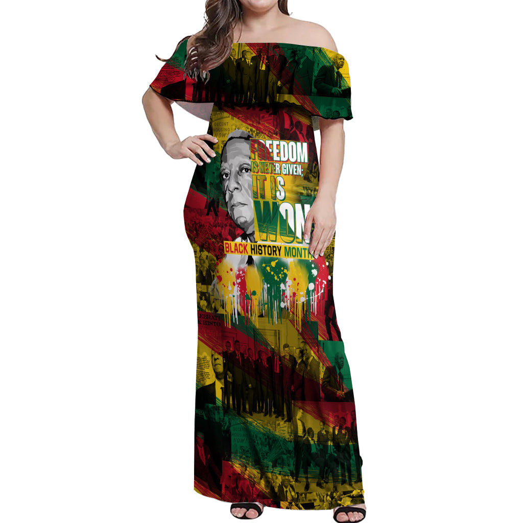 Freedom Is Never Given It Is Won Off Shoulder Maxi Dress Asa Philip Randolph - Wonder Print Shop