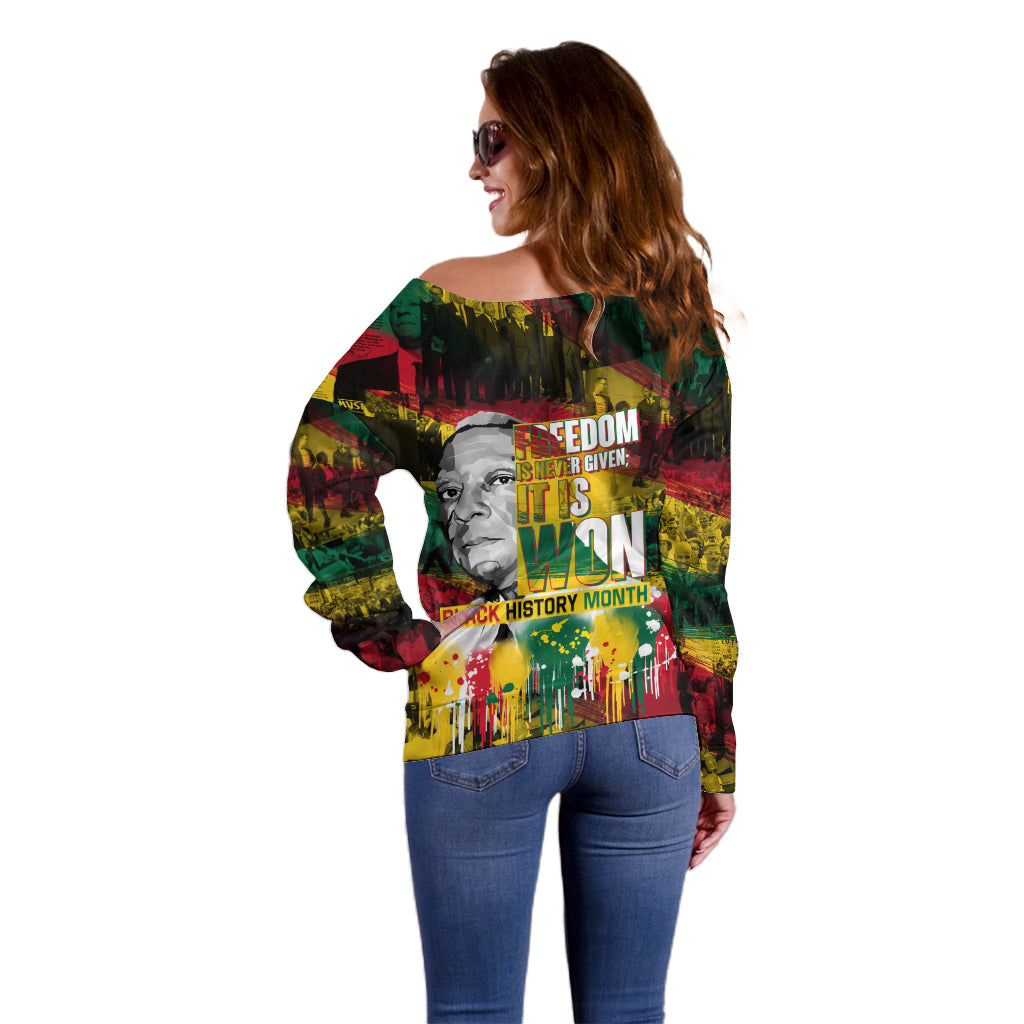 Freedom Is Never Given It Is Won Off Shoulder Sweater Asa Philip Randolph - Wonder Print Shop