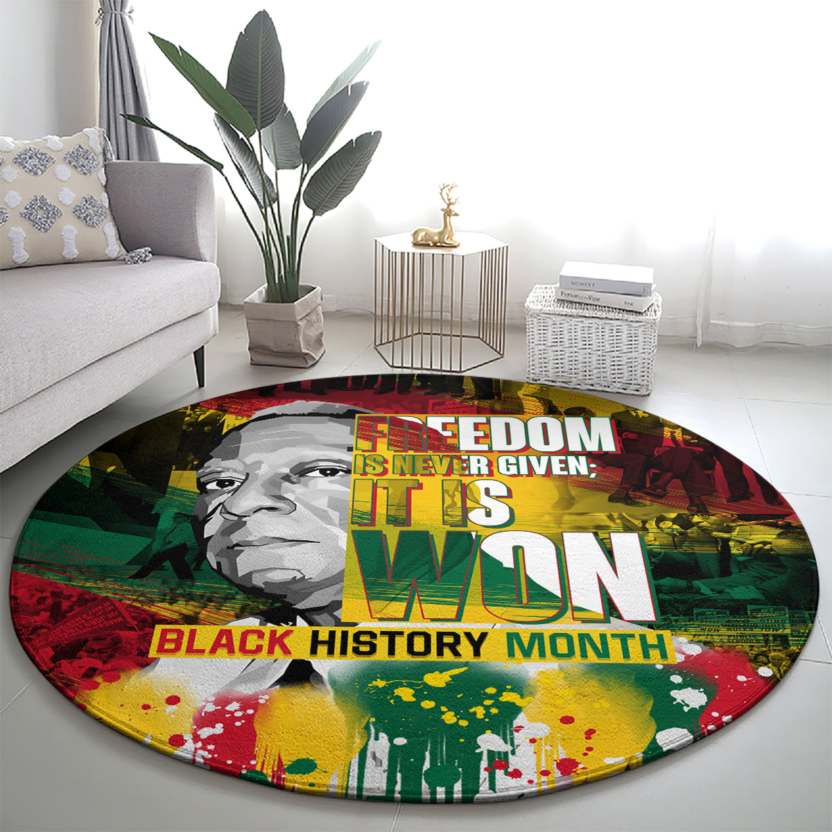 Freedom Is Never Given It Is Won Round Carpet Asa Philip Randolph