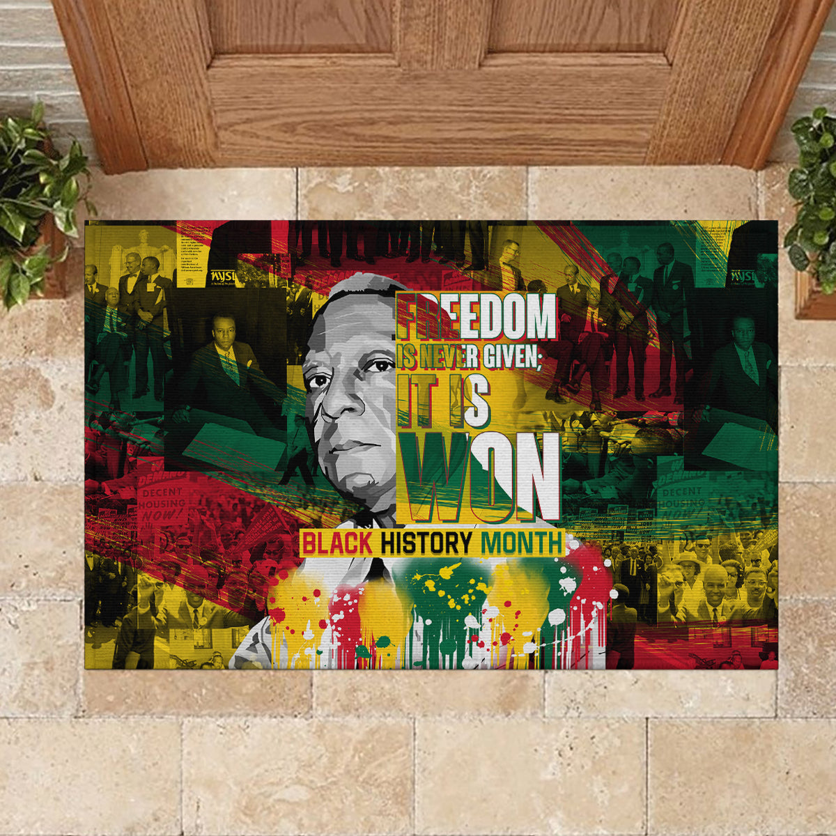 Freedom Is Never Given It Is Won Rubber Doormat Asa Philip Randolph - Wonder Print Shop