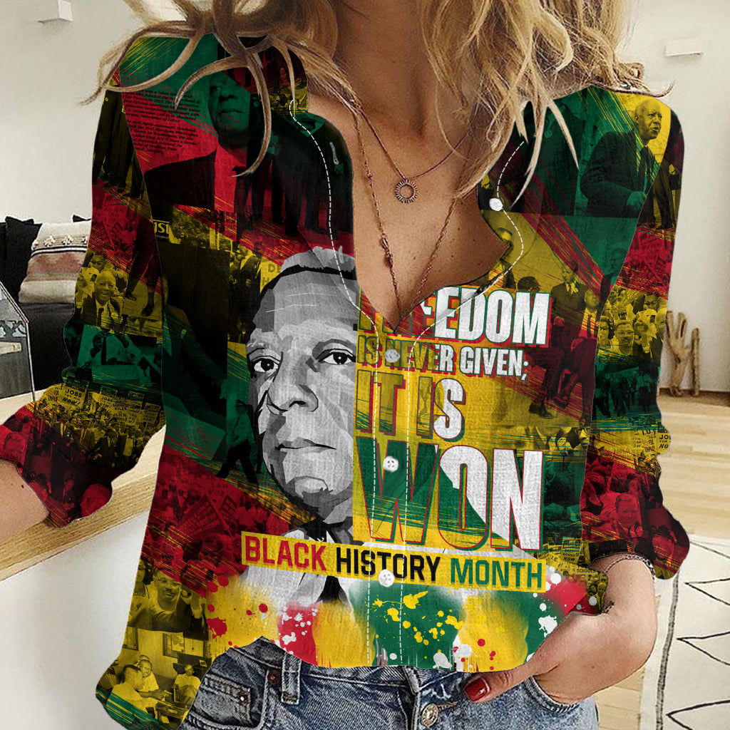 Freedom Is Never Given It Is Won Women Casual Shirt Asa Philip Randolph - Wonder Print Shop